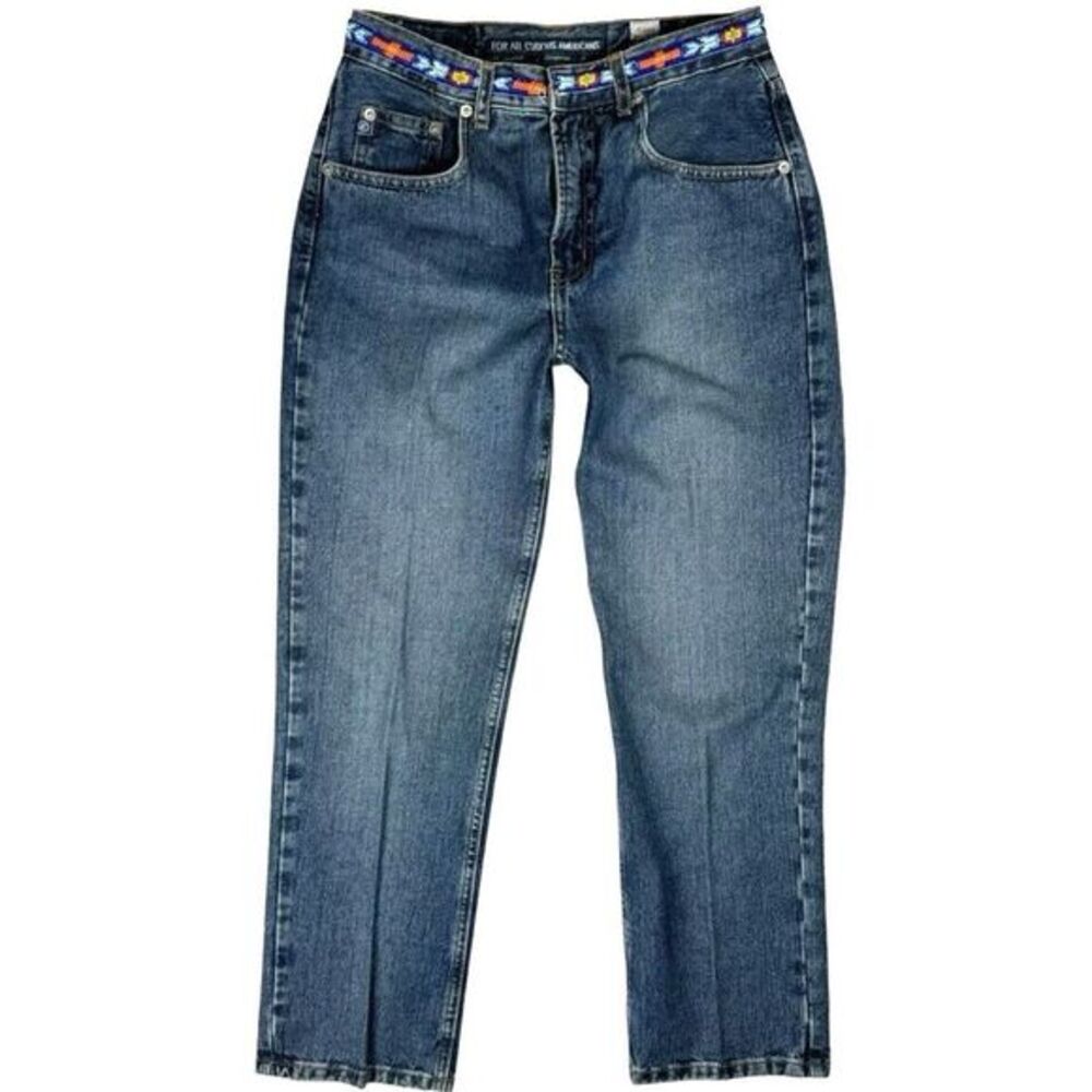 Vintage AGOLDE Western Beaded‎ Jeans Size 27 Mid Rise Straight Leg Crop Rare Y2K